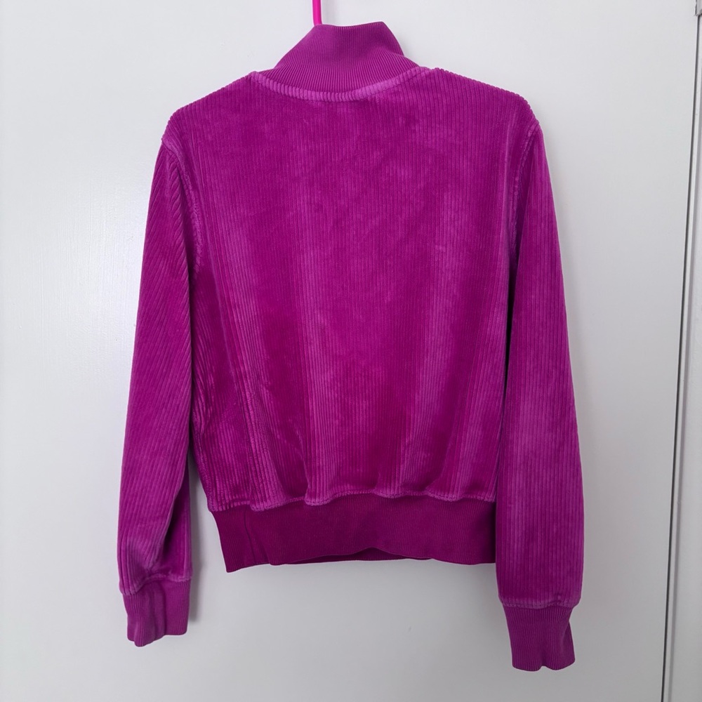 Ralph Lauren Polo girls kids quarter zip Corduroy ribbed Sweatshirt - Magenta - Picture 2 of 10